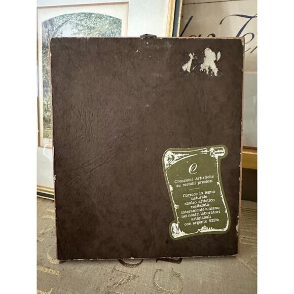 Vintage Italian Silver Framed Pictures set of 2 signed print accent wall art - Picture 5 of 16